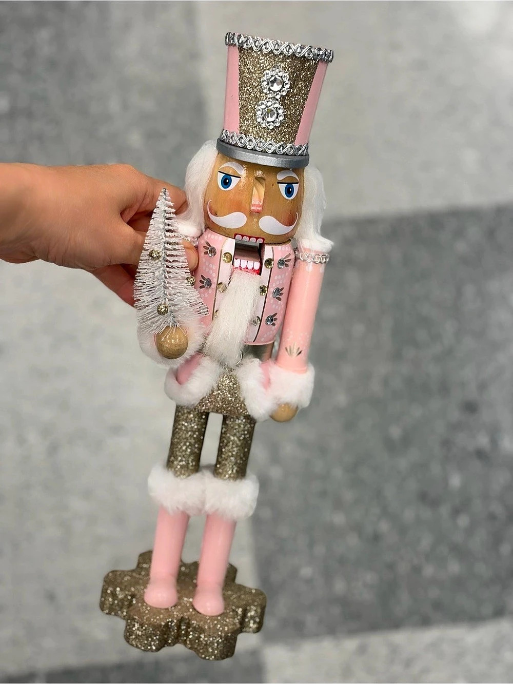 Pink Snowflake Nutcracker Decor Pink & Gold